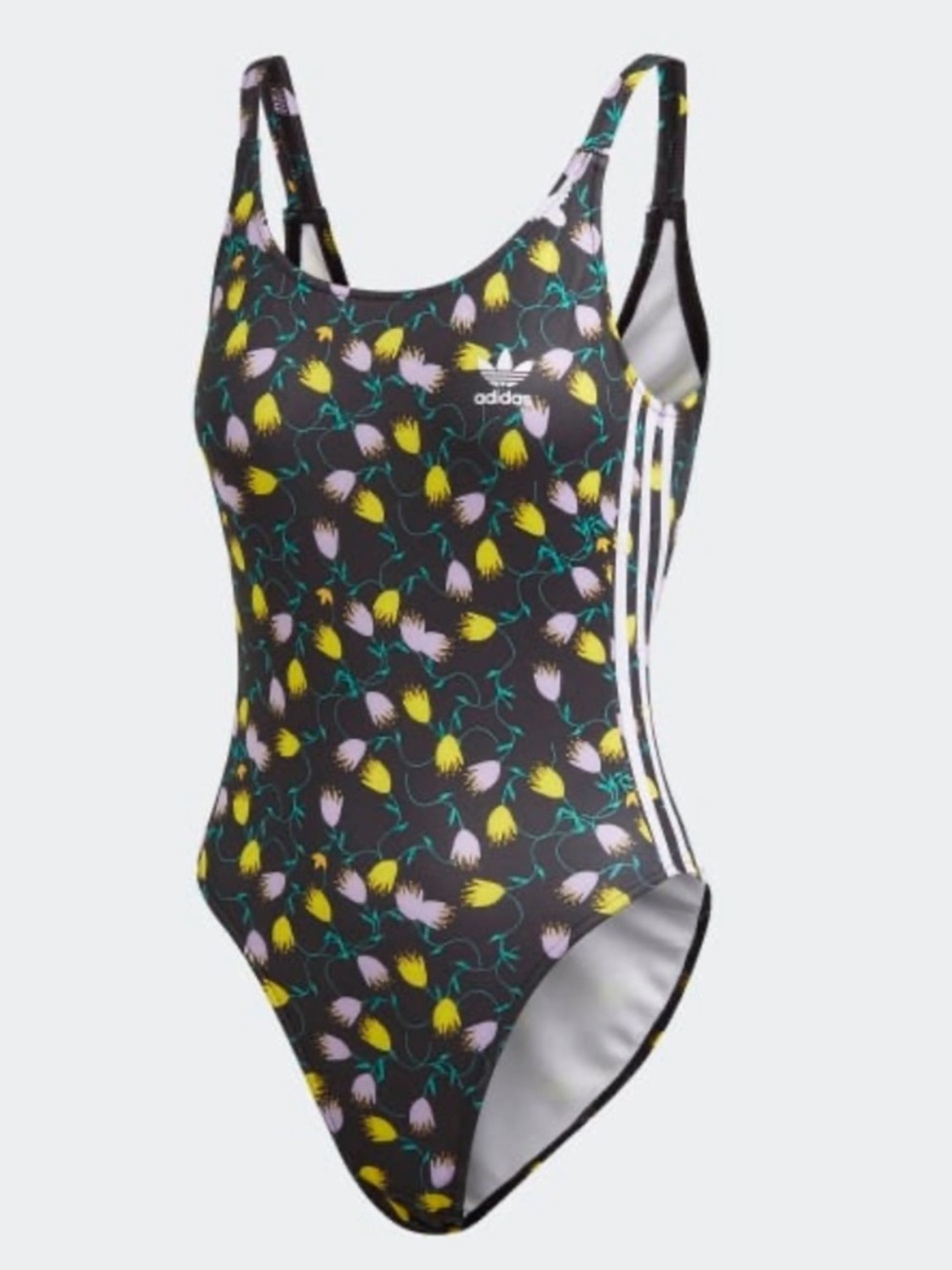 Adidas Black Floral Bodysuit Large